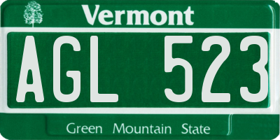VT license plate AGL523