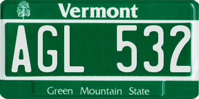 VT license plate AGL532