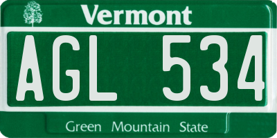 VT license plate AGL534