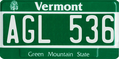 VT license plate AGL536