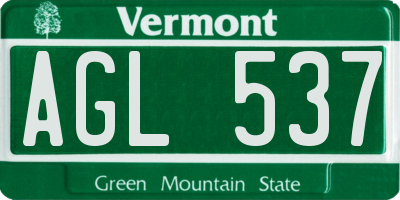 VT license plate AGL537