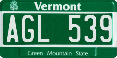 VT license plate AGL539