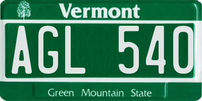 VT license plate AGL540