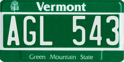 VT license plate AGL543