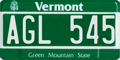 VT license plate AGL545