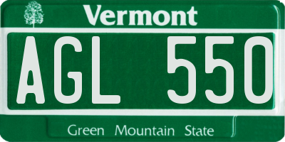 VT license plate AGL550