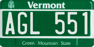 VT license plate AGL551
