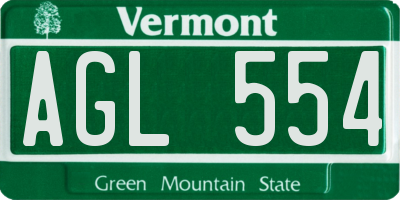 VT license plate AGL554