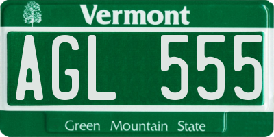 VT license plate AGL555