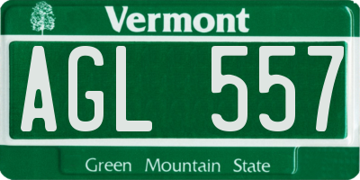 VT license plate AGL557