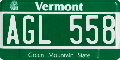 VT license plate AGL558