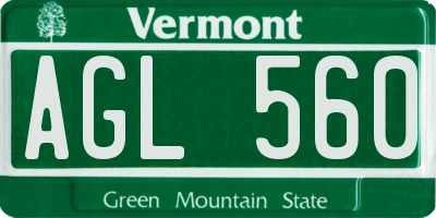 VT license plate AGL560