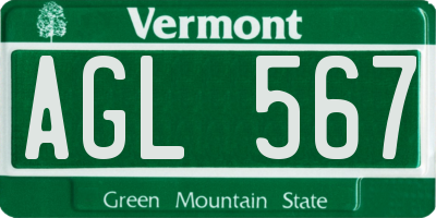 VT license plate AGL567