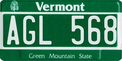 VT license plate AGL568