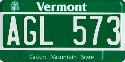 VT license plate AGL573