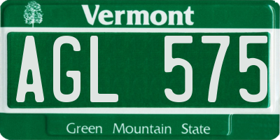 VT license plate AGL575