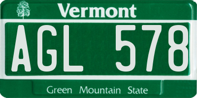 VT license plate AGL578