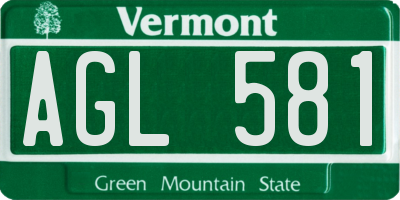 VT license plate AGL581