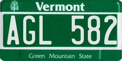 VT license plate AGL582