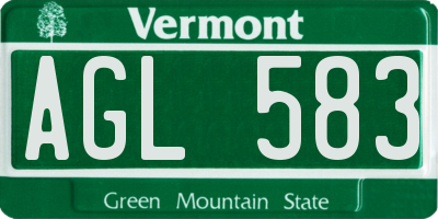 VT license plate AGL583