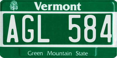 VT license plate AGL584