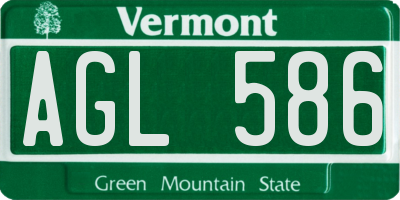 VT license plate AGL586