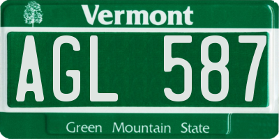 VT license plate AGL587