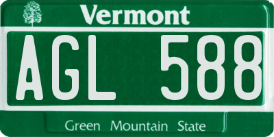 VT license plate AGL588