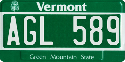 VT license plate AGL589