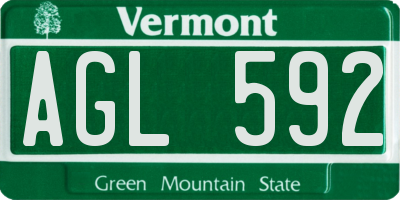 VT license plate AGL592