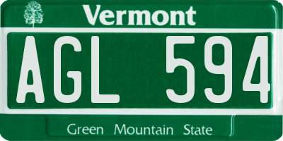 VT license plate AGL594