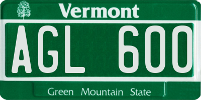 VT license plate AGL600