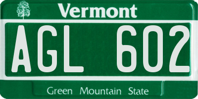 VT license plate AGL602