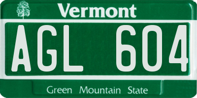 VT license plate AGL604