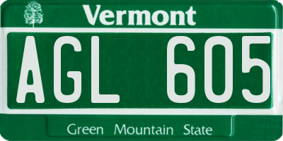 VT license plate AGL605