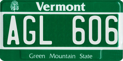 VT license plate AGL606