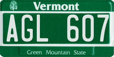 VT license plate AGL607