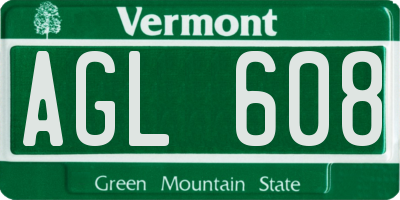 VT license plate AGL608