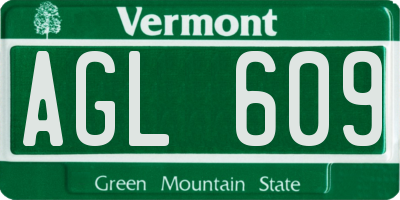 VT license plate AGL609