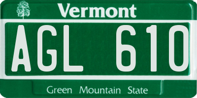 VT license plate AGL610