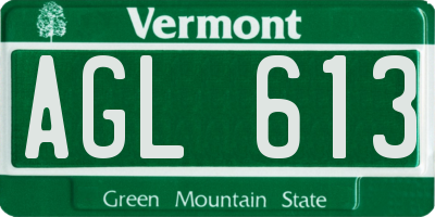 VT license plate AGL613