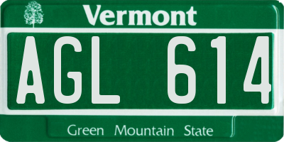 VT license plate AGL614