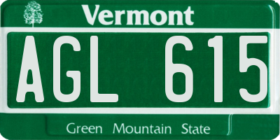 VT license plate AGL615
