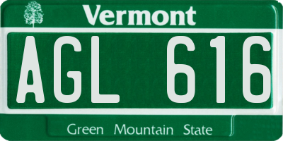 VT license plate AGL616