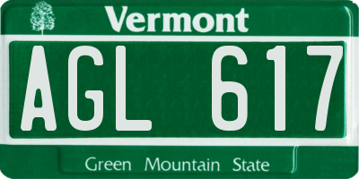 VT license plate AGL617