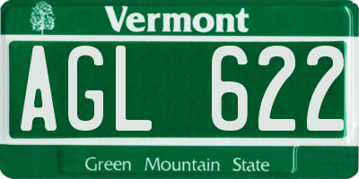 VT license plate AGL622