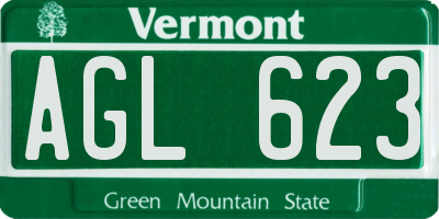 VT license plate AGL623