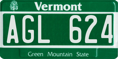 VT license plate AGL624