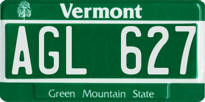 VT license plate AGL627