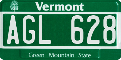 VT license plate AGL628